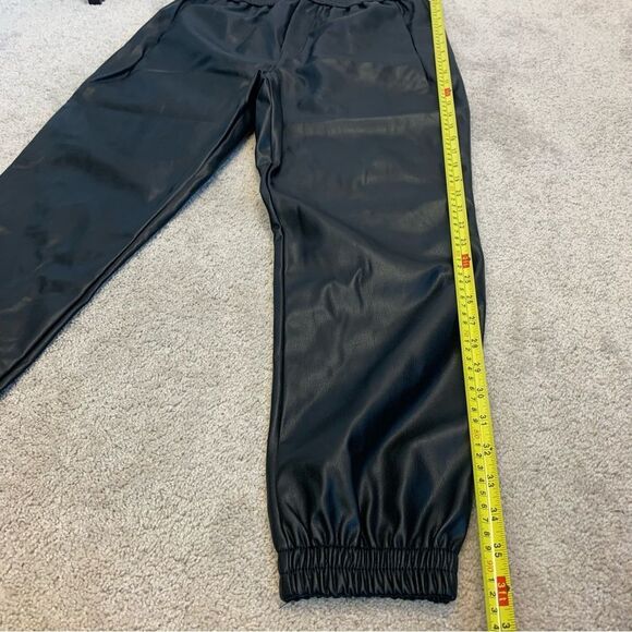 Zara black faux leather vegan joggers pull on Sz M - Picture 11 of 12